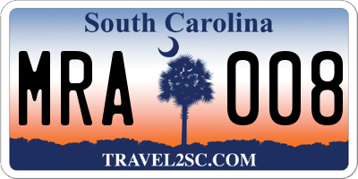 SC license plate MRA008