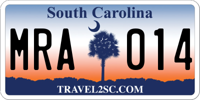 SC license plate MRA014