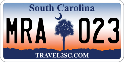 SC license plate MRA023