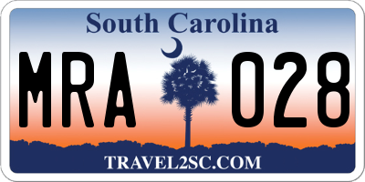 SC license plate MRA028