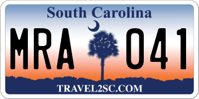 SC license plate MRA041