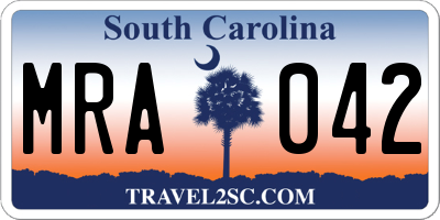 SC license plate MRA042