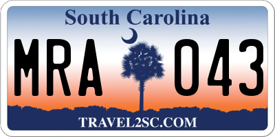 SC license plate MRA043