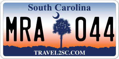SC license plate MRA044