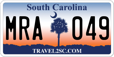 SC license plate MRA049