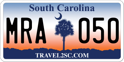 SC license plate MRA050