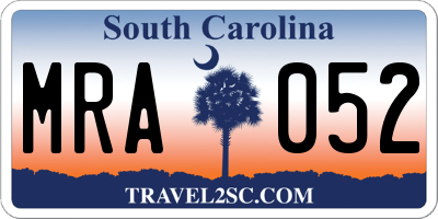 SC license plate MRA052