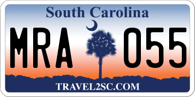 SC license plate MRA055
