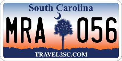 SC license plate MRA056