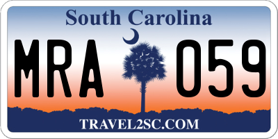 SC license plate MRA059