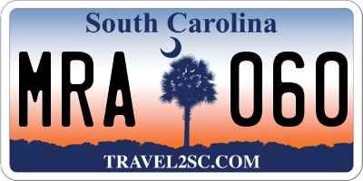 SC license plate MRA060