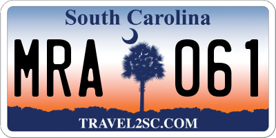 SC license plate MRA061