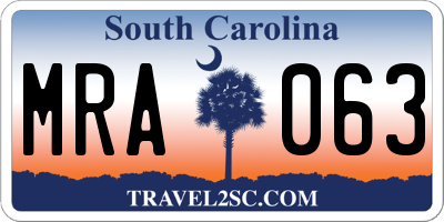 SC license plate MRA063