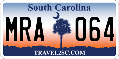 SC license plate MRA064