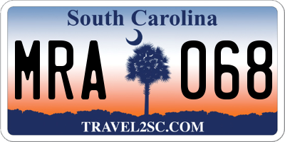 SC license plate MRA068