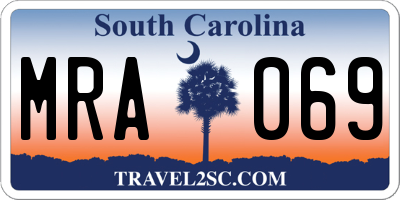 SC license plate MRA069