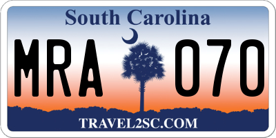 SC license plate MRA070