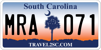 SC license plate MRA071