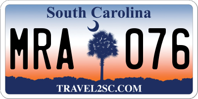 SC license plate MRA076