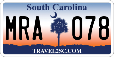SC license plate MRA078