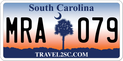 SC license plate MRA079