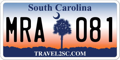 SC license plate MRA081