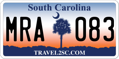 SC license plate MRA083