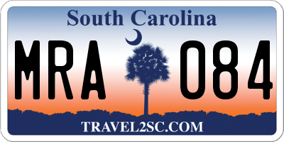 SC license plate MRA084