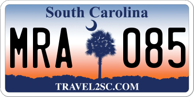 SC license plate MRA085