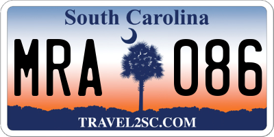 SC license plate MRA086