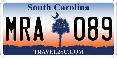 SC license plate MRA089