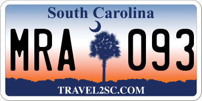 SC license plate MRA093
