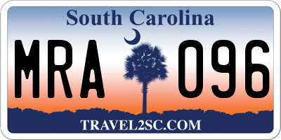 SC license plate MRA096