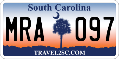 SC license plate MRA097