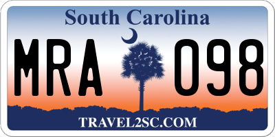 SC license plate MRA098