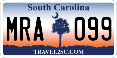 SC license plate MRA099