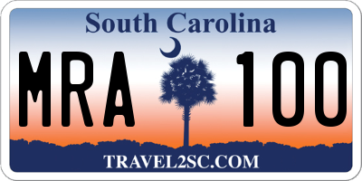 SC license plate MRA100
