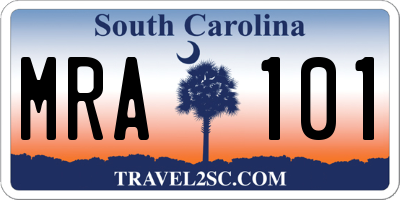 SC license plate MRA101