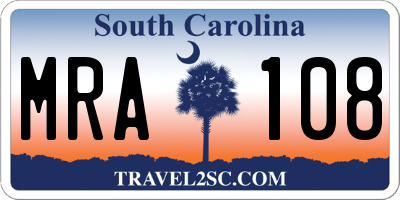 SC license plate MRA108