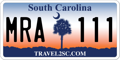 SC license plate MRA111