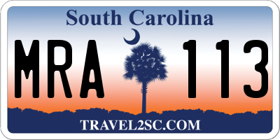 SC license plate MRA113