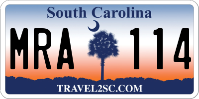 SC license plate MRA114