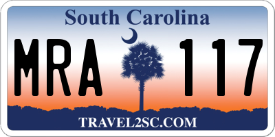 SC license plate MRA117