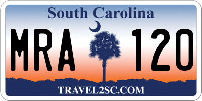 SC license plate MRA120