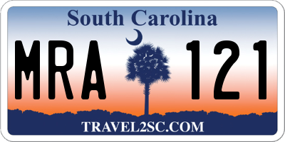 SC license plate MRA121