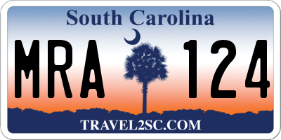 SC license plate MRA124