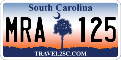 SC license plate MRA125