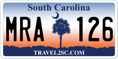 SC license plate MRA126