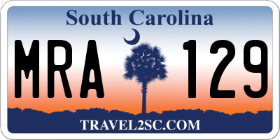 SC license plate MRA129