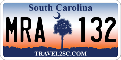 SC license plate MRA132
